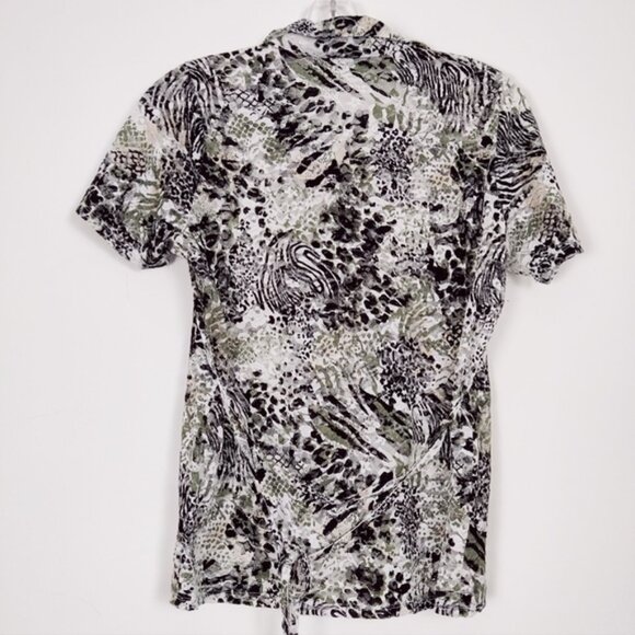 Classic Editions Womens Button Down Sheer Lace Blouse Shirt Leopard - Picture 5 of 5